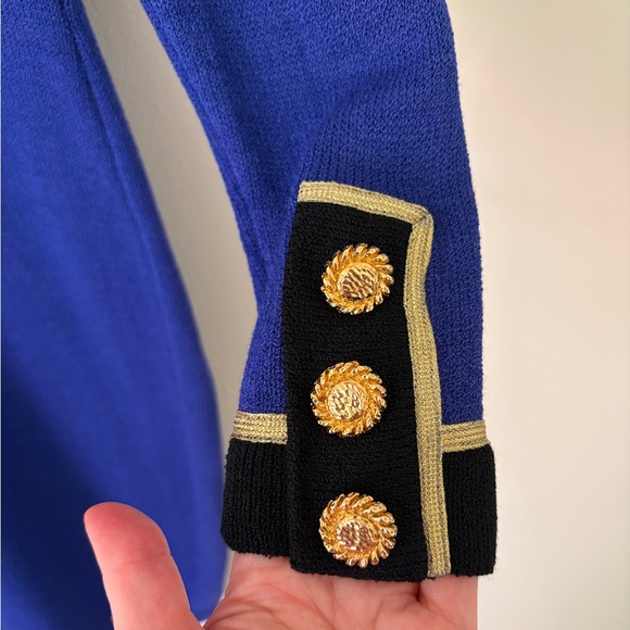 St. John Collection Santana Knit Royal Blue Long Sleeve Button Down Dress Size 4 - Picture 9 of 15